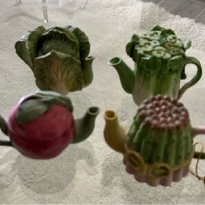 4 Khien Miniature Ceramic Vegetable Teapots